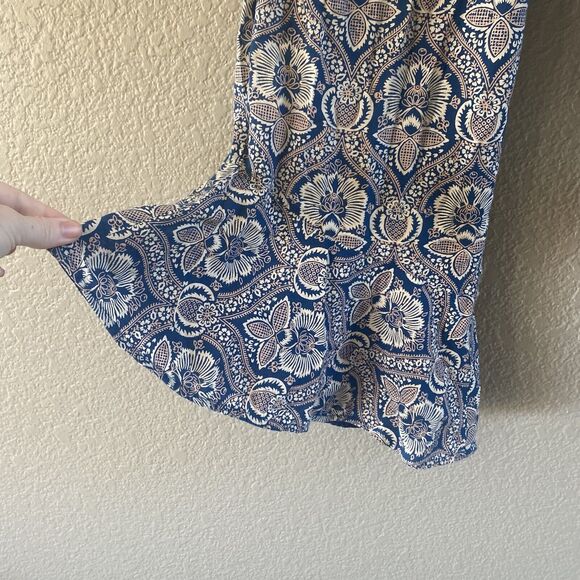 Anthropologie Roller Rabbit Culotte Womens Large Blue Yarella Flounce Pants Boho - Picture 4 of 15